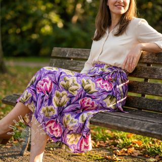 Viskosestoff ECOVERO Flowers design A digital print