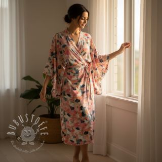 Viskosestoff SATIN Flowers Tora digital print