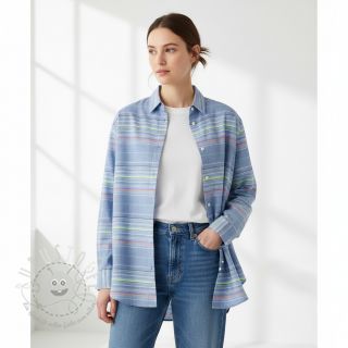 Baumwollstoff YARN DYED NEON Stripe summer