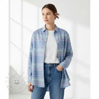 Baumwollstoff YARN DYED NEON Stripe summer
