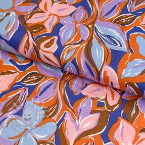 Baumwollstoff VISCOSE Flowers dark petrol