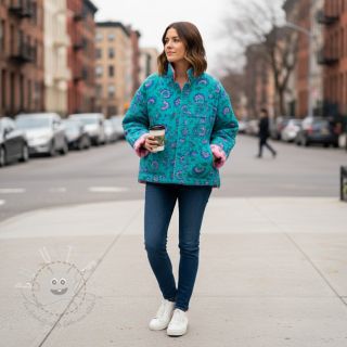 Double gauze/musselin STEPPED Flowers petrol