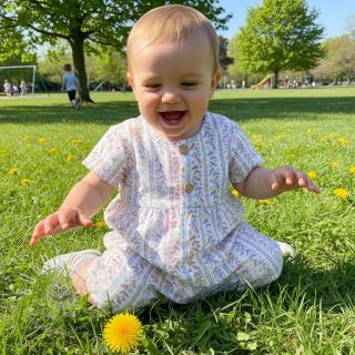 Double gauze/musselin Leaves in stripes digital print ORGANIC