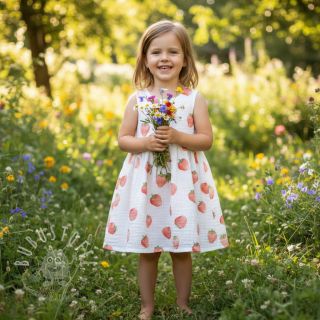 Double gauze/musselin Strawberries digital print