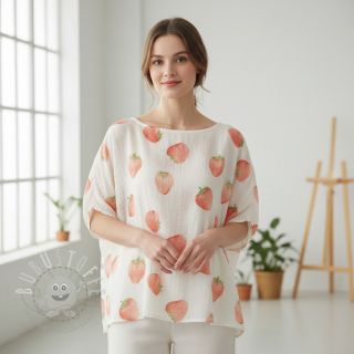 Double gauze/musselin Strawberries digital print