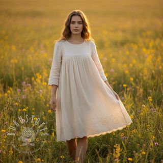 Double gauze/musselin BORDER Helene natural