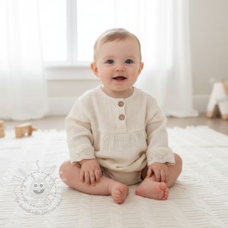 Double gauze/musselin BORDER Helene natural