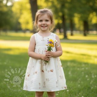 Double gauze/musselin EMBROIDERY Dogs ecru