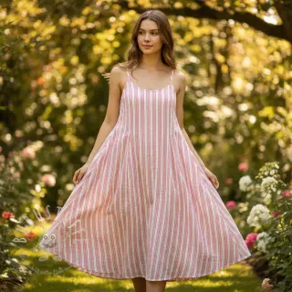 Double gauze/musselin YARN DYED Stripe in stripe pink