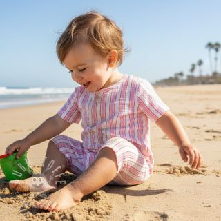 Double gauze/musselin YARN DYED Stripe in stripe pink