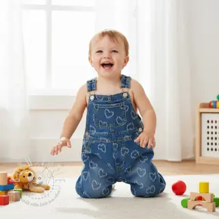 JEANS DENIM JACQUARD Hearts