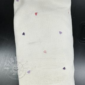 Mantelstoff TEDDY EMBROIDERY Hearts ecru 2nd class