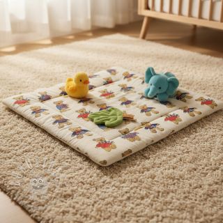 Dekostoff Linenlook Teddy Bear Cosy digital print