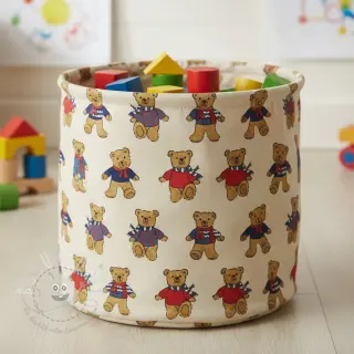 Dekostoff Linenlook Teddy Bear Cosy digital print
