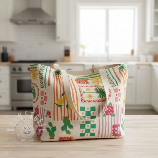 Dekostoff Linenlook Pura Vida Patch digital print