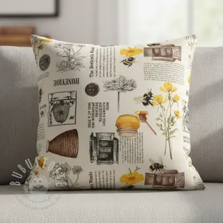 Dekostoff Linenlook Bee Honey Recipe digital print