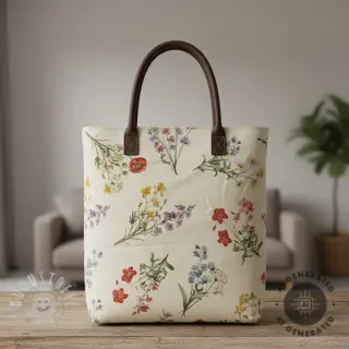 Dekostoff Linenlook Delicate Floral Field digital print