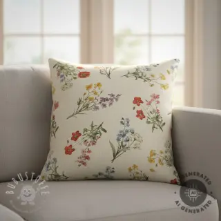 Dekostoff Linenlook Delicate Floral Field digital print