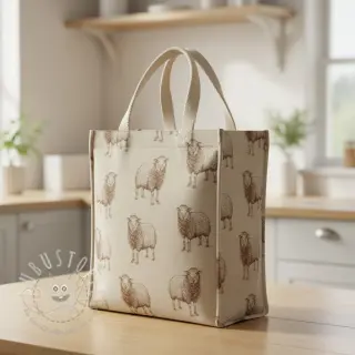 Dekostoff Linenlook Pen Drawing Sheep digital print