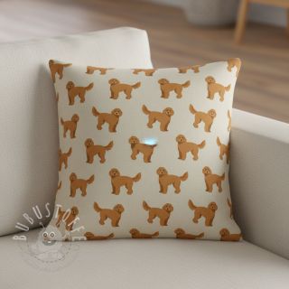 Dekostoff Linenlook Labradoodle Dog Love digital print