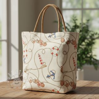 Dekostoff Linenlook Maritime Rope Mix digital print