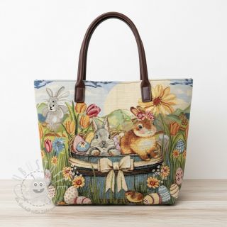 Dekostoff GOBELIN PREMIUM Floral Easter Bunny PANEL