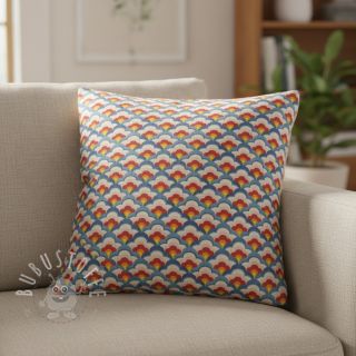 Dekostoff Linenlook Graphic Flower Scale digital print