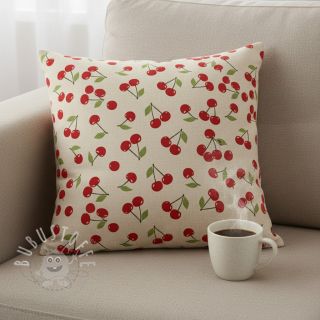 Dekostoff Linenlook premium Cherry Happy Joy