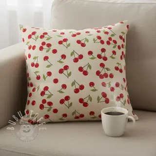 Dekostoff Linenlook premium Cherry Happy Joy