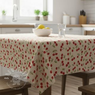 Dekostoff Linenlook premium Cherry Happy Joy