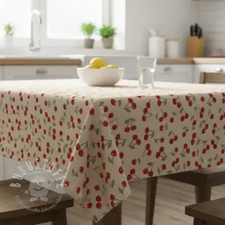 Dekostoff Linenlook premium Cherry Happy Joy