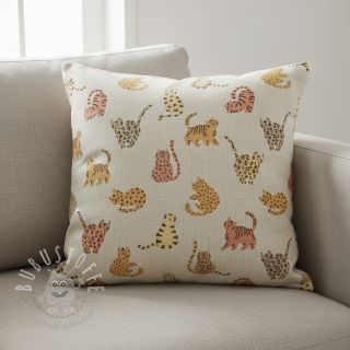 Dekostoff Linenlook premium Cute Wild Cat