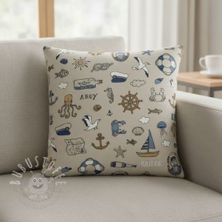 Dekostoff Linenlook premium Nautical Doodle