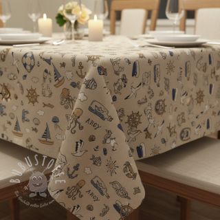 Dekostoff Linenlook premium Nautical Doodle