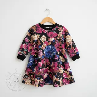 Sweatstoff Flower Luna black digital print