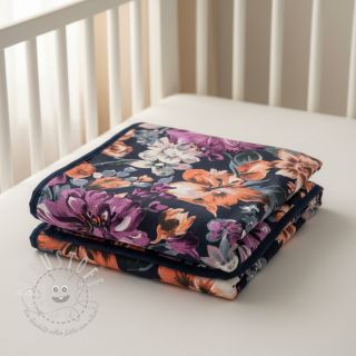 Sweatstoff Flower Luna navy digital print