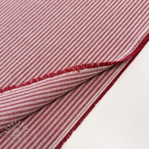 Dekostoff DOBBY Colored stripe cherry
