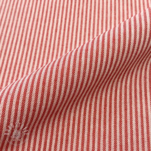 Dekostoff DOBBY Colored stripe poppy red