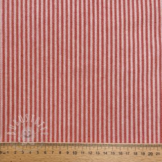 Dekostoff DOBBY Colored stripe poppy red