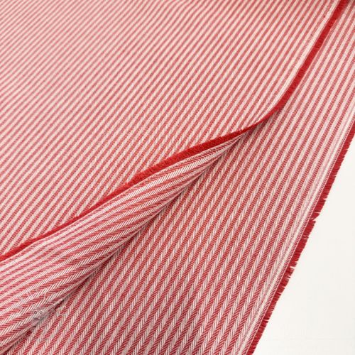 Dekostoff DOBBY Colored stripe poppy red