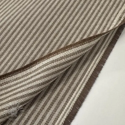Dekostoff DOBBY Colored stripe coffee