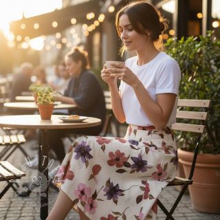 Baumwollstoff VISCOSE Flowers offwhite digital print