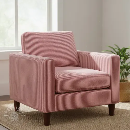 Dekostoff DOBBY Colored stripe cherry
