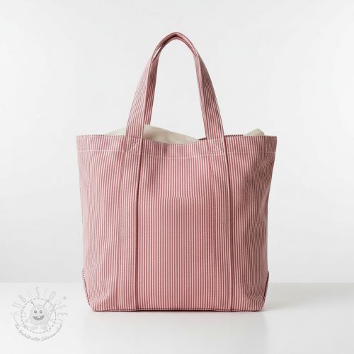 Dekostoff DOBBY Colored stripe cherry