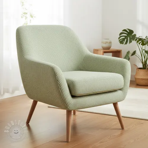 Dekostoff DOBBY Colored stripe light green