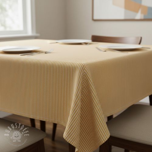 Dekostoff DOBBY Colored stripe ochre