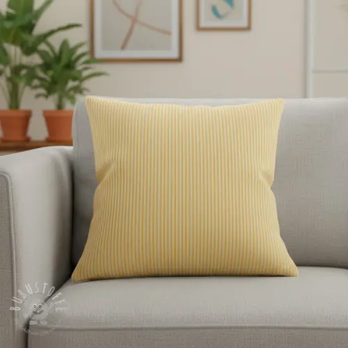 Dekostoff DOBBY Colored stripe warm yellow