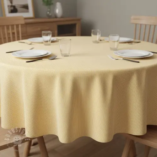 Dekostoff DOBBY Colored stripe pastel yellow