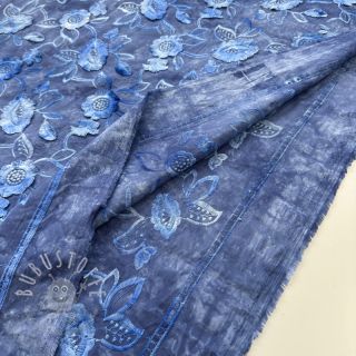 Baumwollstoff TIE DYE EMBROIDERY Flora design B