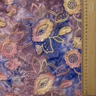Baumwollstoff TIE DYE EMBROIDERY Flora design C